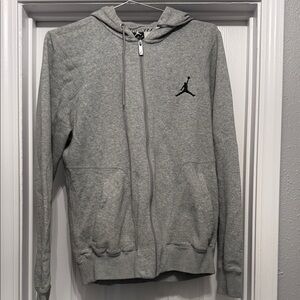 Jordan Men's Light Gray Full-Zip Hoodie with Jumpman Logo